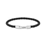 Thomas Sabo Rebel basics silver bracelet with braided, black leather