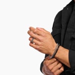 Thomas Sabo Rebel Basics Silver wide ring with chain links and black stones - TR2501-643-11