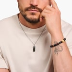 Thomas Sabo Rebel Crystal Breloque œil de tigre bleu et or en forme de cristal, argent noirci - PE964-950-1