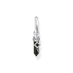 Thomas Sabo Rebel Crystal Silver blackened single hoop earring with gold blue onyx pendant