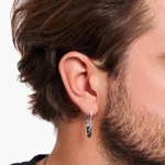 Thomas Sabo Rebel Créole individuelle à breloque en œil de tigre bleu et or, argent noirci - CR724-950-1