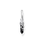 Thomas Sabo Rebel Crystal Silver blackened single hoop earring with onyx pendant