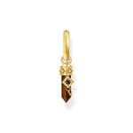 Thomas Sabo Rebel Crystal Gold-plated single hoop earring with red tiger's eye pendant