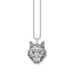 Thomas Sabo Rebel Wolf Breloque hure de loup sertie de gemmes, argent noirci - PE965-691-21