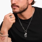 Thomas Sabo Rebel Wolf Breloque profil de loup sertie de gemmes, argent noirci - PE966-643-21