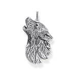 Thomas Sabo Rebel Wolf Breloque profil de loup sertie de gemmes, argent noirci - PE966-643-21