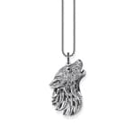 Thomas Sabo Rebel Wolf Breloque profil de loup sertie de gemmes, argent noirci - PE966-643-21