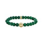 Thomas Sabo Rebel Wolf Beads-Armband aus grünen Steinen vergoldet