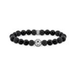 Thomas Sabo Rebel Wolf Beads-Armband aus Obsidian Silber geschwärzt