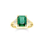 Thomas Sabo Ring mit grünen und weissen Steinen vergoldet