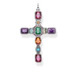 Thomas Sabo Sterling Silver Glam & Soul Pendentif Croix Pierres Colorées