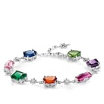 Thomas Sabo sterling silver glam & soul bracelet coloured stone with silvered starlings - A1910-342-7-L19v
