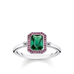 Thomas Sabo Sterling Silver Glam & Soul Bague pour Femmes Pierres Rouges et Vertes Argent