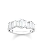 Thomas Sabo sterling silver glam & soul Ladies ring white stone baguette-Cut