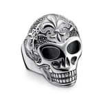 Thomas Sabo Sterling Silver Rebel at Heart Bague Tête de Mort avec Lys 
