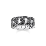 Thomas Sabo sterling silver Ring blackened links with black stones - TR1932-643-11