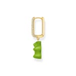 Thomas Sabo x HARIBO Gold-plated single hoop earring medium sized with green goldbears