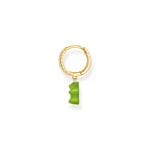 Thomas Sabo x HARIBO Gold-plated single hoop earring with green goldbears & zirconia
