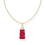 Thomas Sabo x HARIBO Chaîne avec breloque Ours d’or rouge et pierres, dorée