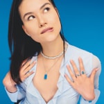 Thomas Sabo x HARIBO Silver ring with blue mini sized goldbears and zirconia - TR2459-052-1