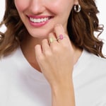 Thomas Sabo x HARIBO Silver ring with pink mini sized goldbears and zirconia - TR2459-052-9