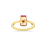 Thomas Sabo x HARIBO Ring mit rotem Mini-Goldbären und Steinen vergoldet - TR2459-414-10