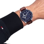 Tommy Hilfiger Clark Day Date Skeleton Marron / Bleu & Argenté - 1792287