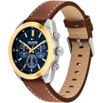 Tommy Hilfiger Hudson Chronograph Leder Braun / Silbrig & Blau - 1710720