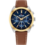 Tommy Hilfiger Hudson Chronograph Leder Braun / Silbrig & Blau - 1710720