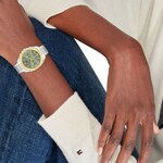 Tommy Hilfiger Mellie Day-Date Silvery & Gold / Green 36mm - 1782785