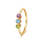 Trilogy Ring 375/9 K Yellow Gold with Fine Multi-Stones