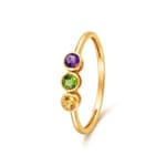 Trilogy Ring 375/9 K Yellow Gold with Fine Multi-Stones