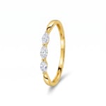 Trilogy Ring 375/9 K Yellow Gold with Lab Grown Diamonds 0.19 ct