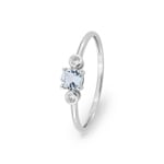 Trilogie Ring 375/9 K Weissgold mit Aquamarin & Zirkonia