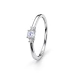 Bague trilogie or gris 375/9 ct avec diamants de laboratoire 0.16 ct