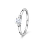 Trilogy Ring 375/9 K White Gold with Lab Grown Diamonds 0.27 ct