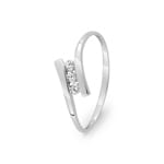 Trilogy Ring 375/9 K White Gold with Cubic Zirconia