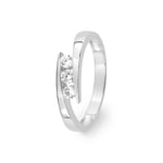 Bague trilogie or gris 375/9 ct avec zircones