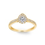 Tropfen Halo Diamantring 750/18 K Gelbgold 0.63 ct G/si - RI-6536-03-GG