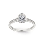 Poire bague diamant halo or gris 750/18 ct 0.63 ct G/si - RI-6536-02-WG