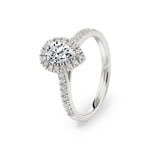 Poire bague diamant halo or gris 750/18 ct 1.04 ct G/si