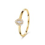 Pear Halo Ring 375/9 K Yellow Gold with Lab Grown Diamonds 0.10 ct - 9KLGD208Y