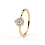 Tropfen Halo Ring 375/9 K Gelbgold mit Lab Grown Diamanten 0.22 ct