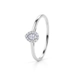 Pear Halo Ring 375/9 K White Gold with Lab Grown Diamonds 0.10 ct