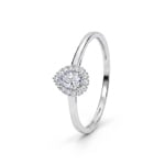 Tropfen Halo Ring 375/9 K Weissgold mit Lab Grown Diamanten 0.22 ct