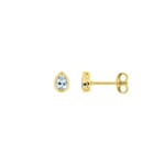 Clous d'oreilles solitaire poire or jaune 375/9 ct avec aigues-marines