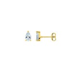 Clous d'oreilles solitaire poire or jaune 375/9 ct avec aigues-marines