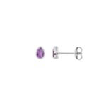 Clous d'oreilles solitaire poire or gris 375/9 ct avec améthystes