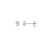 Clous d'oreilles solitaire poire or gris 375/9 ct avec aigues-marines