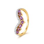 Bague or jaune 375/9 ct avec améthyste et zircones